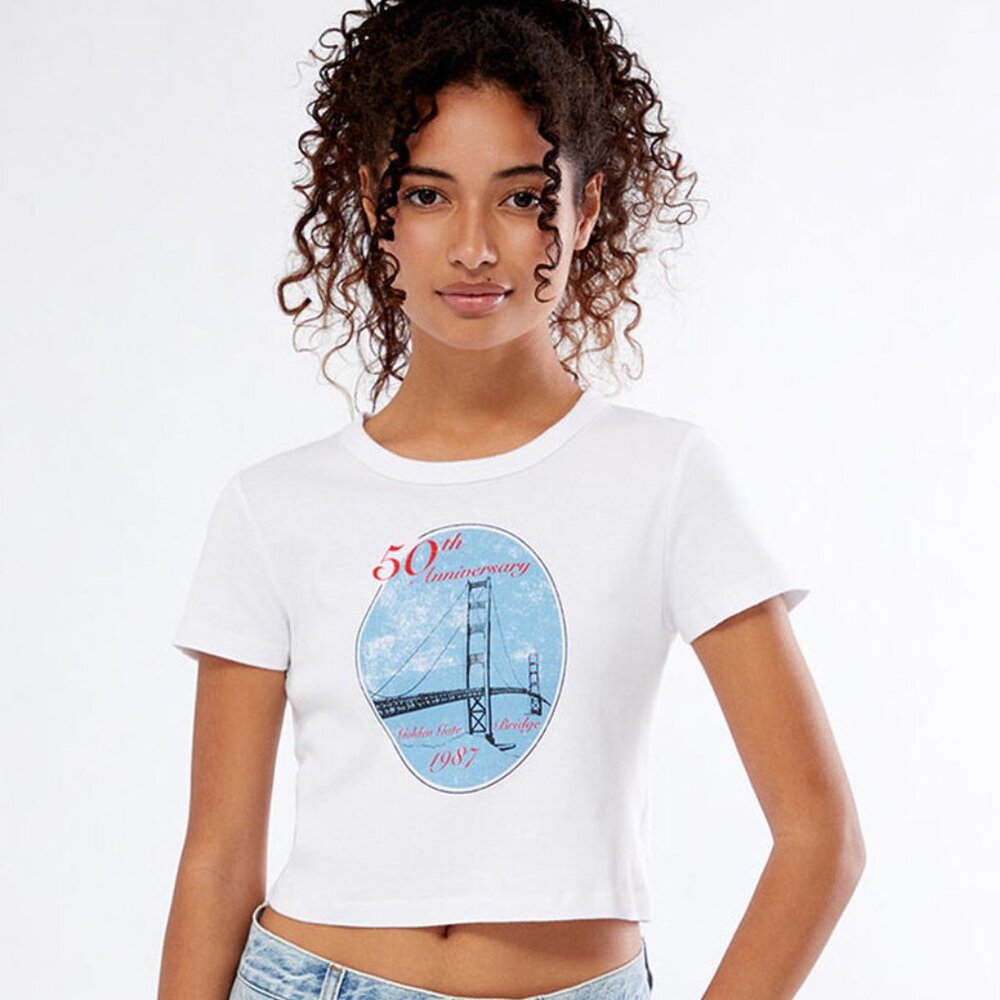 PacSun / San Francisco Golden Gate Bridge 50th Anniversary Baby Crop T-Shirt M